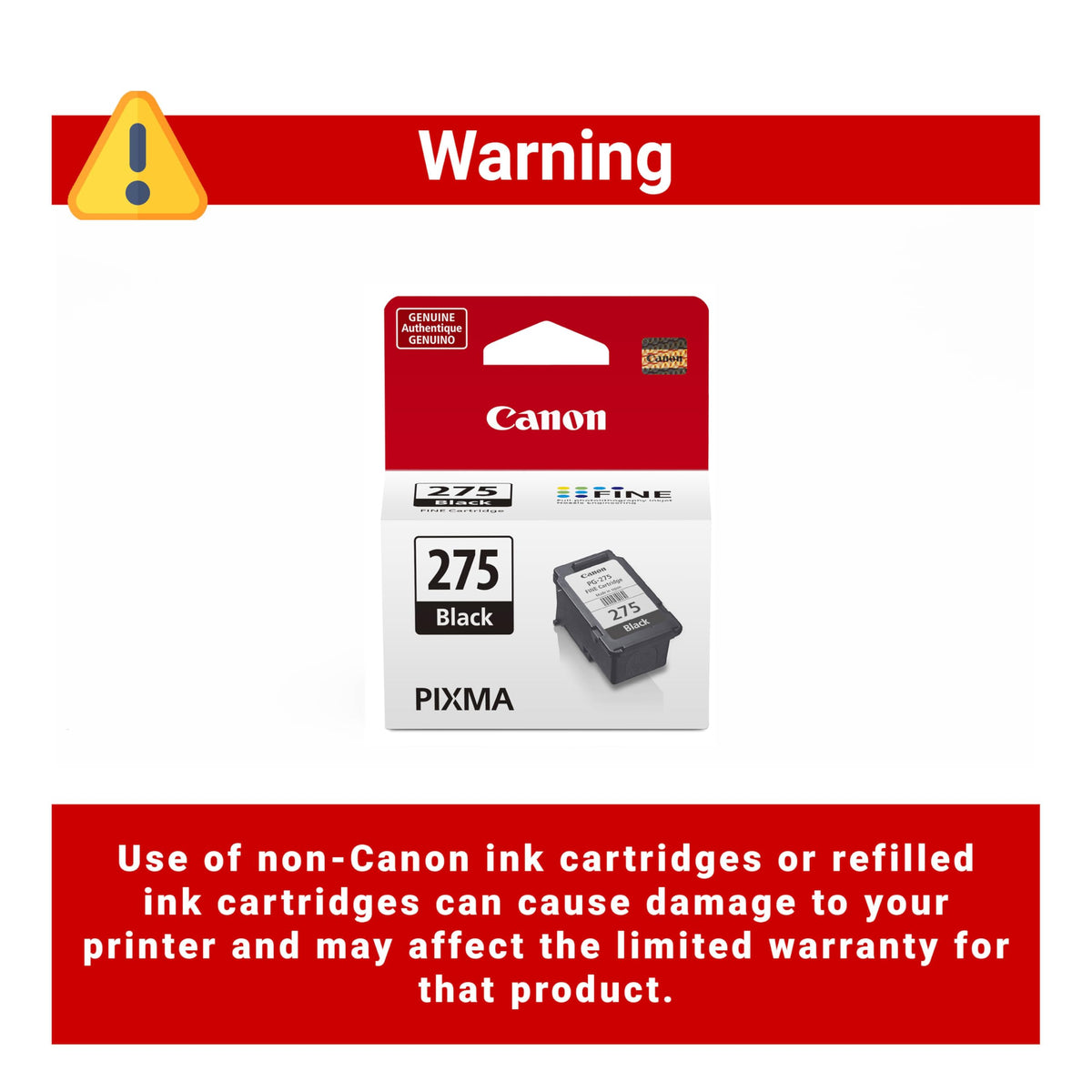 Canon Genuine PG-275 Black Ink Cartridge | Compatible with TS3520/3522, TR4720/4722, TS3720/3722