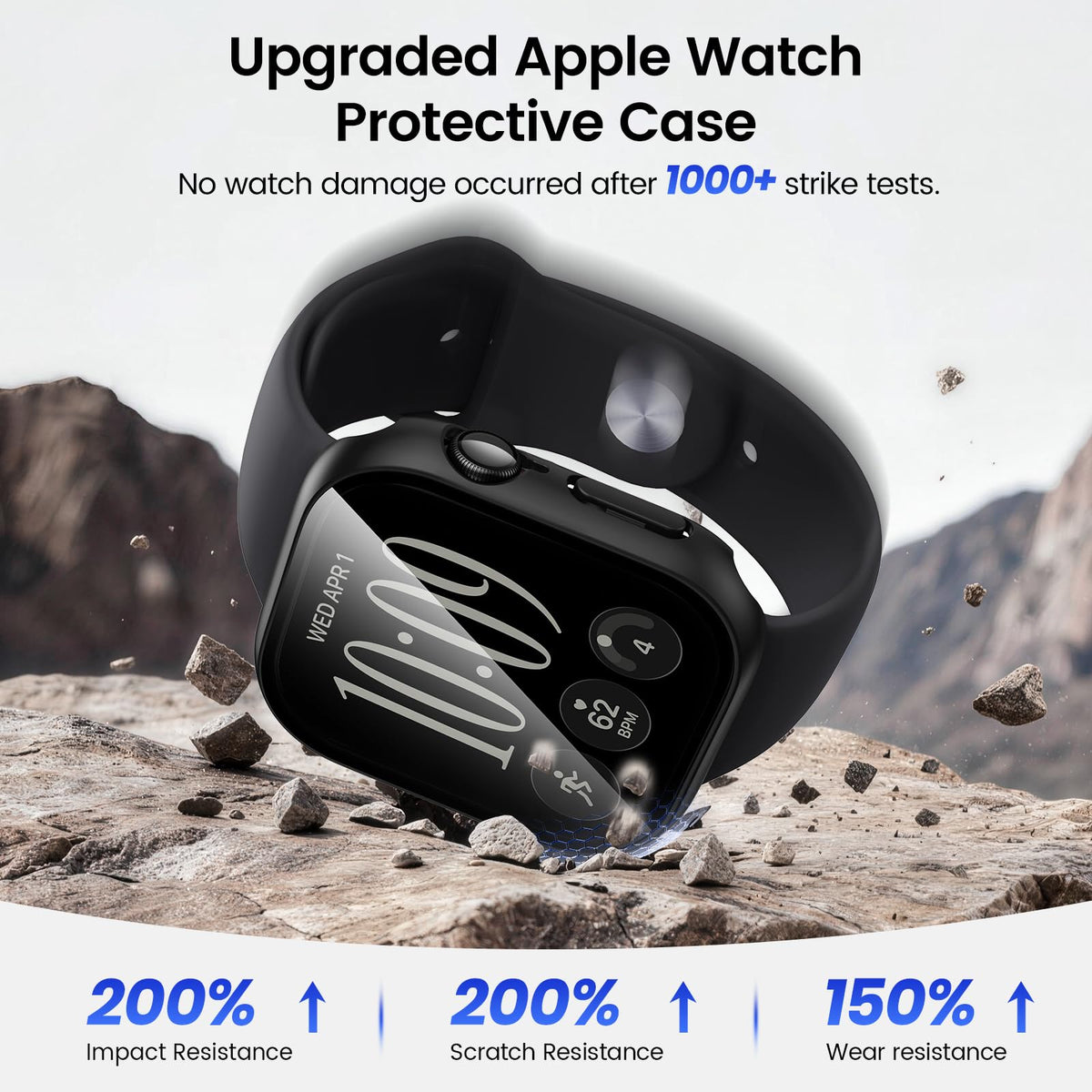 Tensea 3PCS for Apple Watch Screen Protector Case Series 12 46mm | iWatch Protective Face Cover for Women Men, Tempered Glass Film Hard Bumper for iPhone Watch 12 46 mm Accessories