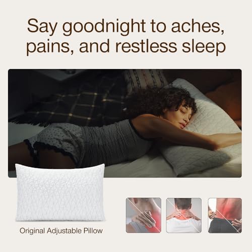 Coop Home Goods Original Adjustable Pillow, Queen Size Bed Pillow for Sleeping, Cross Cut Memory Foam Pillow - Medium Firm Back, Stomach and Side Sleeper Pillow, CertiPUR-US/GREENGUARD Gold