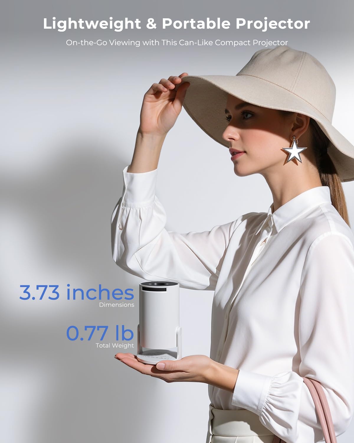 Mini Projector, Portable Projector with Wifi and Bluetooth, Built in Apps | Support 4K 1080P, 180° Rotation, Auto Keystone, Movie Projector Compatible With HDMI/USB/TV Stick/Smartphone/Laptop