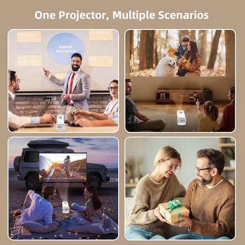 Mini Projector 4K Support, Portable Projector Full HD 1080P Support | Short Throw, 270° Rotation, Outdoor&Indoor, Ceiling Projection, Smartphone, TV Stick, Laptop, HDMI, USB, PS5 Compatible