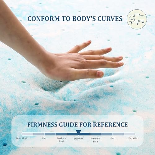 EGO 3 Inch Queen Mattress Topper Gel Memory Foam for Pressure Relief | Cooling Gel Infused, Ventilated Design Bed Topper in a Box, CertiPUR-US Certified, 80"Lx60"W