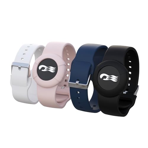 4 Pack Princess Cruise Medallion Holders for Kids and Adults, Silicone Wristbands for Carnival Ocean Medallion - 2 Sizes (S/M and M/L) in One Pack, Black and Dark Blue (M/L), Pink and White (S/M)