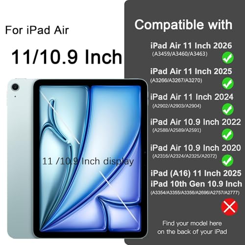 Akkerds for iPad Air 11 Inch Case M4/M3/M2, Air 5th/4th Gen 10.9, Sky Blue | With Pencil Holder, for iPad Air Case 2026/2025/2024/2022/2020, Soft TPU Back, Slim Trifold Stand Cover, Auto Sleep/Wake