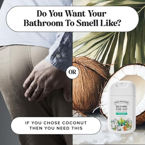 Poo-Pourri Before-You-Go Pocket Toilet Spray, Beach Bum, 1 Fl Oz | Travel Essentials On-The-Go Bathroom Odor Deodorizer with Essential Oils, Up to 50 Uses, TSA Approved, Coconut Orchid Scent