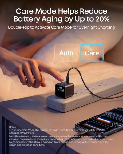 Anker Nano Smart Display Charger, 45W Max Fast Charger USB C for iPhone 17 | 180° Foldable Plug,Smart Recognition, Care Mode GaN USB C Charger Block for iPhone 17/16 (Non-Battery,1 USB-C Port,No Cable)