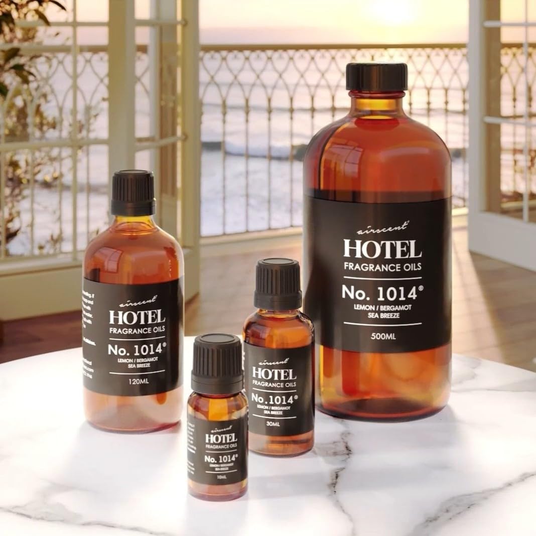 AirScent Hotel Diffuser Oil No. 1014 - Iconic 5-Star Hotel Blend - 10 mL | Lemon Bergamot Sea Breeze - Coastal Hotel Scent - Fragrance Oil for Ultrasonic and Waterless Diffusers and Crafting