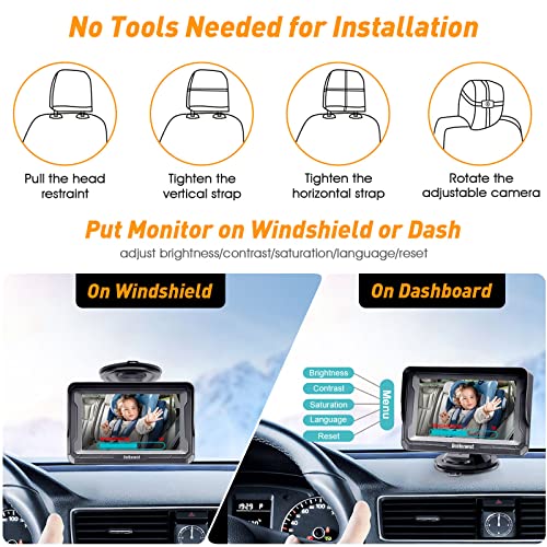 DoHonest Baby Car Camera HD 1080P: Rear Facing Car Baby Monitor Clear Image | Crystal Night Vision, Adjustable View Angle, Easy Setup, Anti-Glare Display, Safety for Kids & Infants