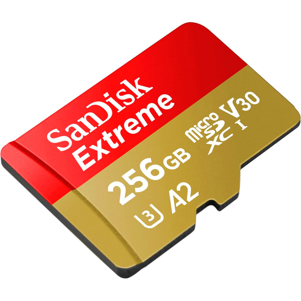 SANDISK 256B Extreme microSD Card + Adapter, Up to 245MB/s Read Speeds | UHS-I, V30, 5K & 4K UHD, U3, C10, A2, Up to 170MB/s Write Speeds, Ideal for Action Cams+Drones, Android- SDSQXH9-256G-GZ6MA