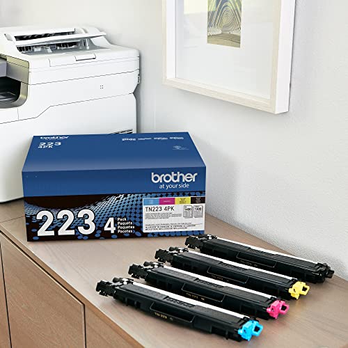 Brother Genuine TN223 4PK, Standard-Yield Toner Cartridge, Four Pack | Includes black, cyan, magenta, yellow cartridges for HL-L3210CW, MFC-L3710CW, MFC-L3770CDW printers