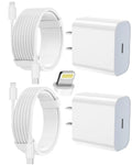 iPhone Charger Fast Charging, USB C Charger Block, 6FT/10FT Lightning Cable | For Apple iPhone 14/13/12/11 Series, 2-Pack 6FT/10FT Long USB C to Lightning Cables, AirPods with Lightning Charging Case