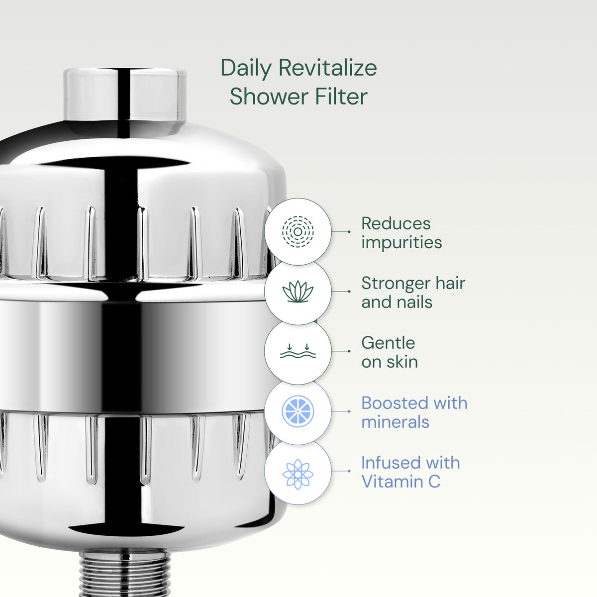 Aquabliss SF100 Daily Revitalize Shower Filter - Chrome | Vitamin C shower filter, vitamins and minerals infusion, softer-feeling skin, healthier hair, SF100