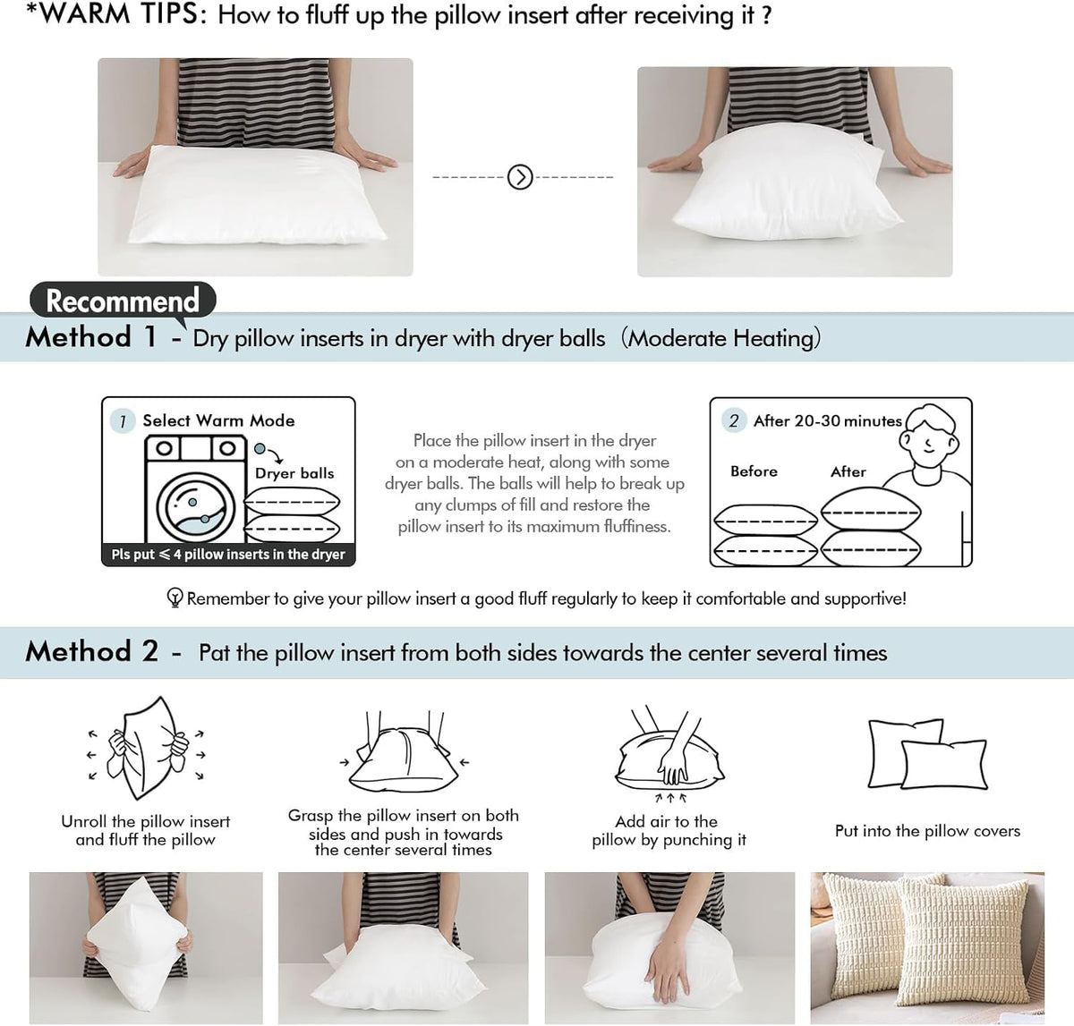 MIULEE 12x20 Pillow Insert, Throw Pillow for Couch Sofa Bed | Premium Virgin Filling, Soft Brushed Fabric, Rectangle Decorative Pillow,Lumbar Support