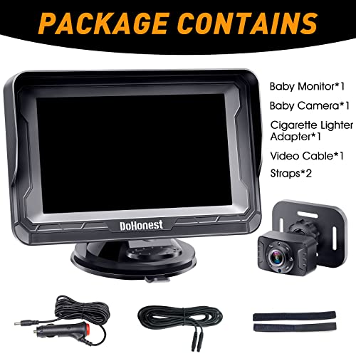 DoHonest Baby Car Camera HD 1080P: Rear Facing Car Baby Monitor Clear Image | Crystal Night Vision, Adjustable View Angle, Easy Setup, Anti-Glare Display, Safety for Kids & Infants