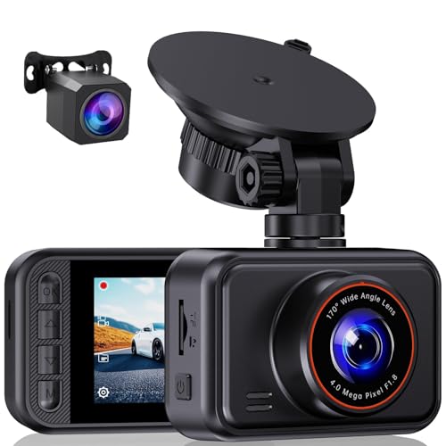 Dash Cam Front and Rear for Cars, 2.5K+1080P Dual Camera with 2" Screen | WDR Night Vision, 170° Lens, G-Sensor, Loop Recording, 360° Mount, Mini Design, 256GB Max, 24H Parking, SD Card Not Included