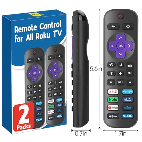 2 Pack Replacement Remote Control Only for Roku TV, Compatible for TCL Roku/Hisense Roku/Onn Roku/Sharp Roku/Philips Roku/Element Roku/Westinghouse Roku TVs (Not for Roku Stick, Box or Speaker)