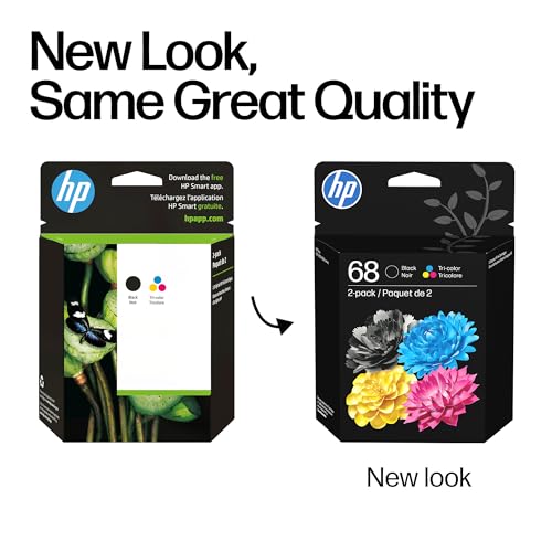 HP 68 Black/Tri-Color Ink Cartridges (2-Pack) | Works with Envy 6100e, 6500e Series | 6L6S2TN | Packaging May Vary