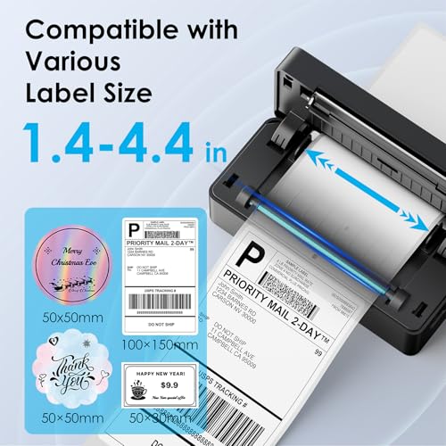 KNAON Shipping Thermal Label Printer, 4x6 Portable Label Printer, Black | Bluetooth Label Printer, Portable for Home Office & Small Business, Works with iPhone, Android, PC, Perfect for Etsy, USPS