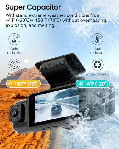 IIWEY N5 4 Channel Dash Cam for Cars, 360° View 2K Front 1080P Rear Inside | Includes 128GB Card, 5G WiFi & APP Control, IR Night Vision, G-Sensor, 24 Hours Parking Mode