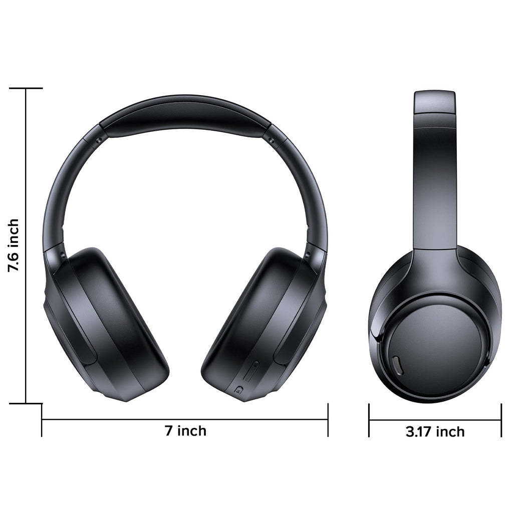 Hybrid Active Noise Cancelling Headphones 120H Playtime 6 ENC Clear Call Mic, Over Ear Headphones Wireless with Hi-Res Audio Comfort Earcup Low Latency ANC Bluetooth 6.0 Headphones for Travel Workout