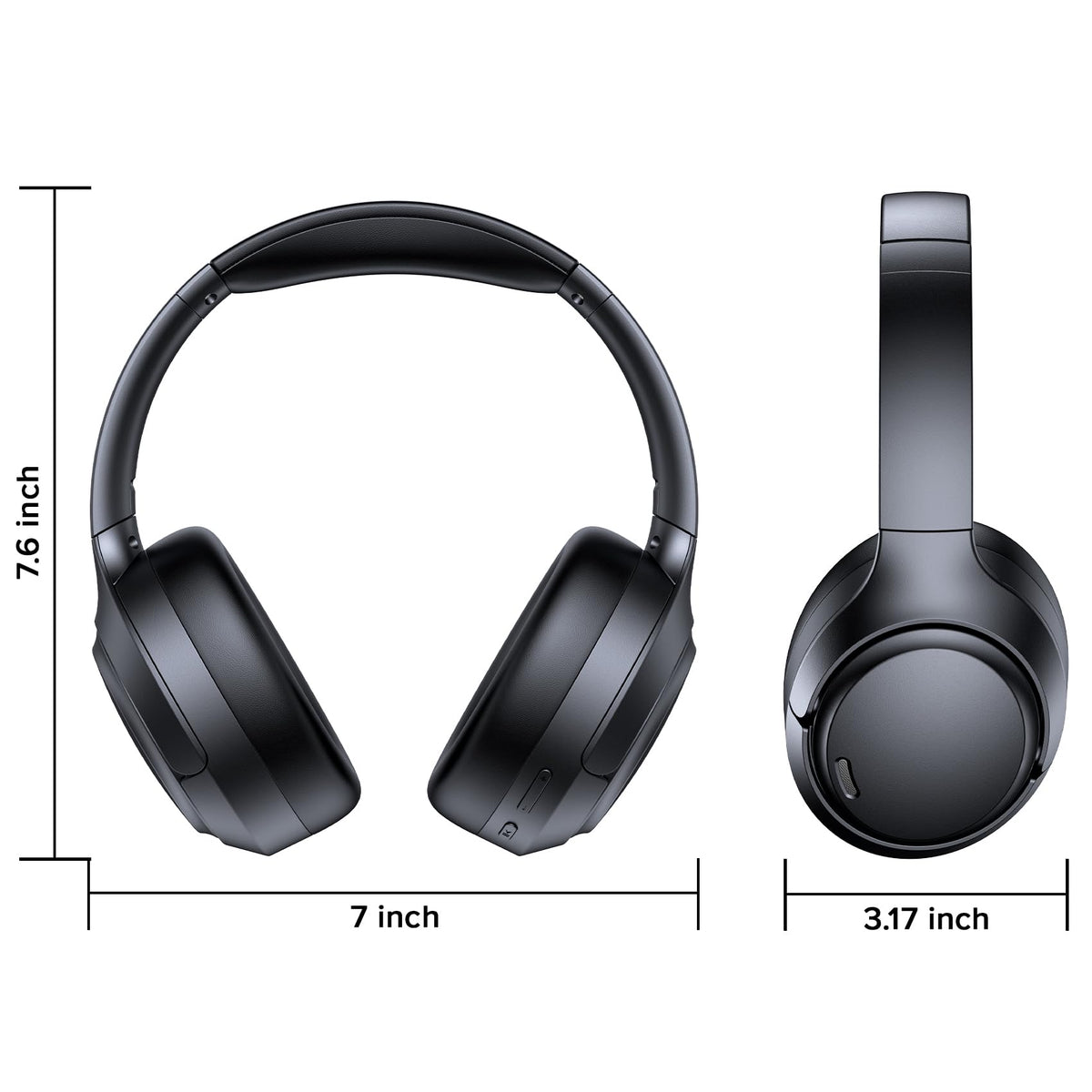 Hybrid Active Noise Cancelling Headphones 120H Playtime 6 ENC Clear Call Mic, Over Ear Headphones Wireless with Hi-Res Audio Comfort Earcup Low Latency ANC Bluetooth 6.0 Headphones for Travel Workout