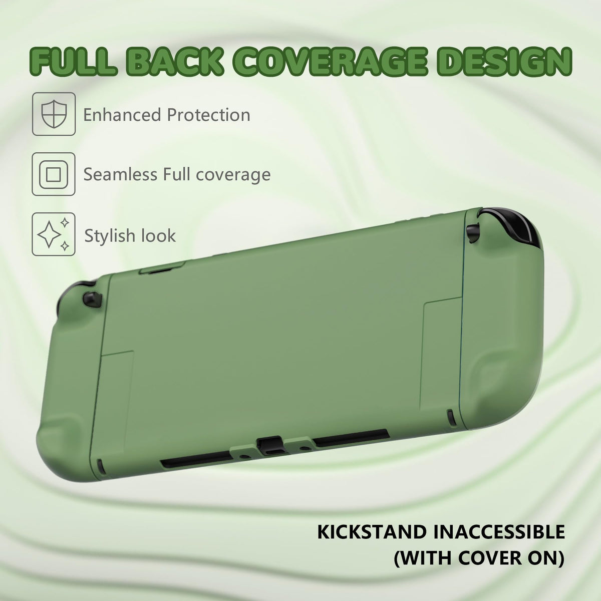 PlayVital Hard Case for Nintendo Switch 2 with Extra Stand & Thumb Grip Caps | Split Design, Dockable Protective Full-Body Shell Cover for Nintendo Switch 2 | Solid Color Series, Matcha Green