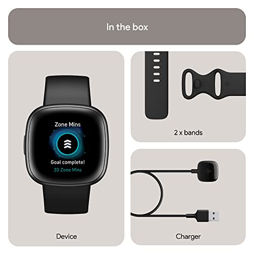 Google Fitbit Versa 4 Fitness Smartwatch, 24/7 Heart Rate - Black/Graphite | Daily Readiness, 3-month Google Health Premium Membership included, GPS, 40+ exercise modes, sleep tracking