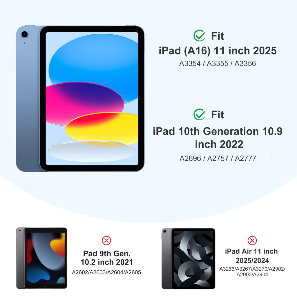 Akkerds for iPad A16 11th Gen Case, iPad 10th Generation Case, Sky Blue