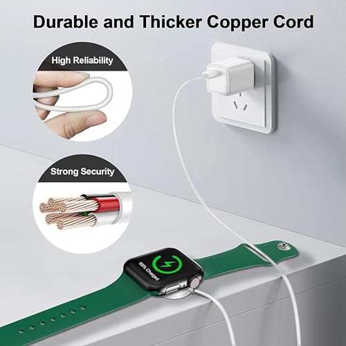 2026 Upgraded for Apple Watch Charger Magnetic USB C Charging Cable | Wireless iWatch Charger Cable Dual-Chip Compatible with Apple Watch Series Ultra/SE/12/11/10/9/8/7/6/5/4/3/2-3.3FT,White