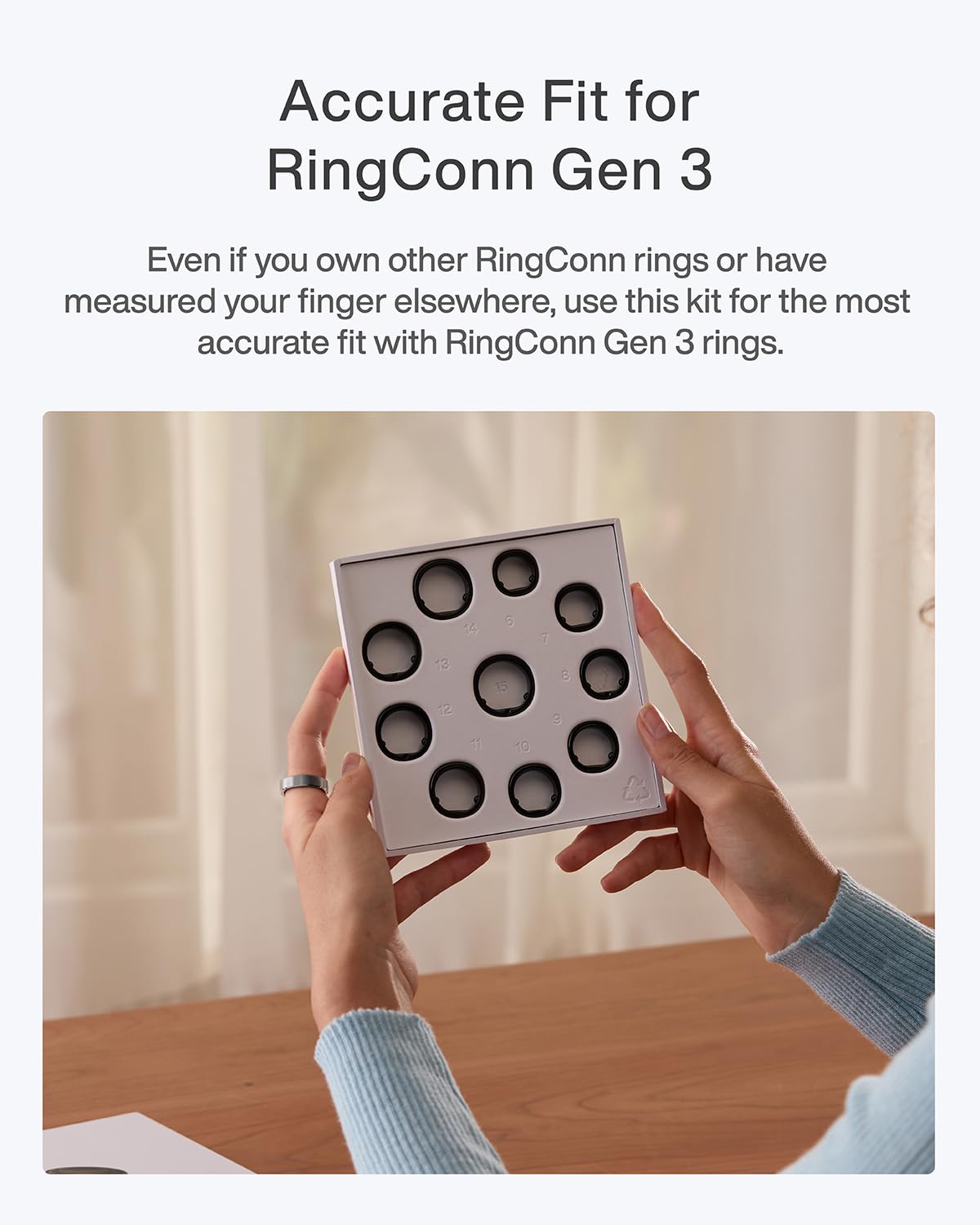 RingConn Gen 3 Sizing Kit - Size Before You Buy (Sizes 6-15) | Exclusive to RingConn Gen 3 | 10 Sizes Included for Accurate Fitting | Find Your Perfect Fit
