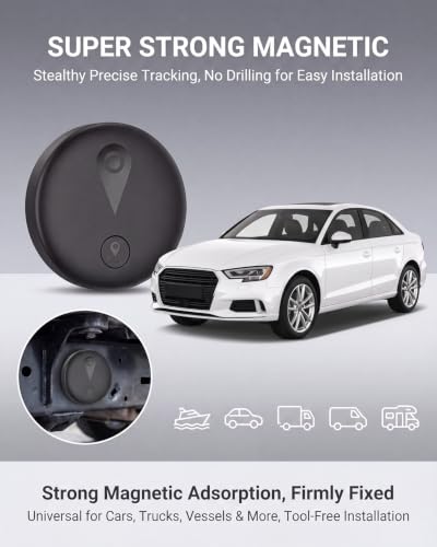 GPS Tracker for Vehicles, Real-Time Undetectable GPS Tracker for Car - No Monthly Fee & SIM Card for Hidden Magnetic GPS Locator for Android and iPhone, Ultra-Slim, IP68 Waterproof, Safe & Durable