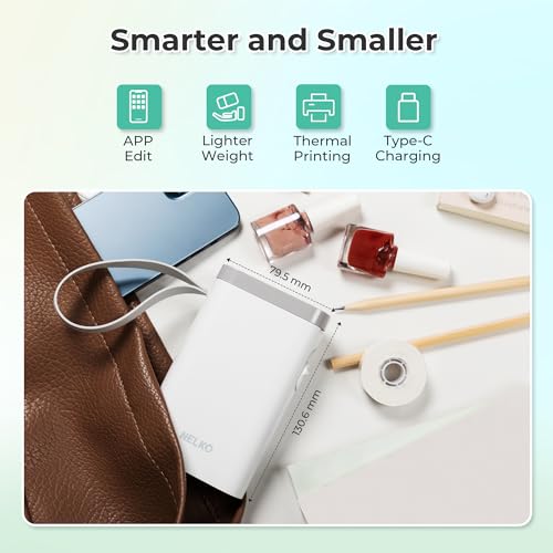 Nelko P21 Label Maker Machine with Tape, Bluetooth Label Printer, White | Creative App & Multiple Templates, Inkless Printing, Built-in Cutter, Ideal for School, Teacher Supplies, Office, and Home