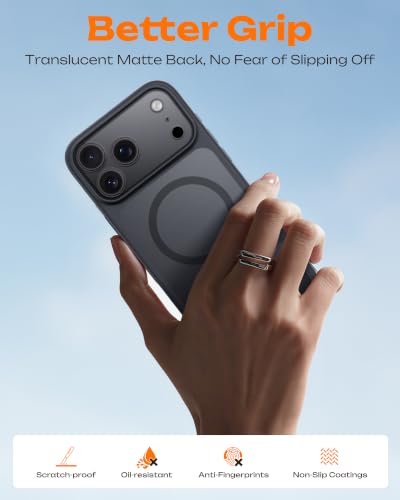 TOCOL for iPhone 18 Pro Case, Compatible with MagSafe, Black | Built-in Magnets, Camera Control Cover, Full Camera & Military-Grade Protection Anti-Slip Slim Translucent Matte Phone Case