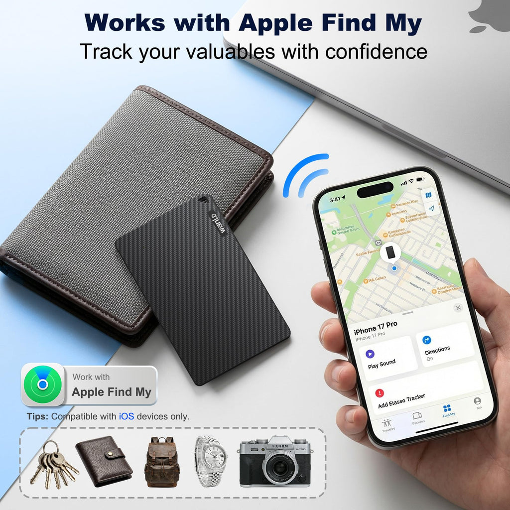 Wallet Tracker for Apple Find My, [Apple MFi Certified], iOS Only | 5+ Year Battery, Ultra-Slim Smart Card Tracker for Walle, Wallet Tracker Card forWallet, Passport, Luggage, Purse & Backpack