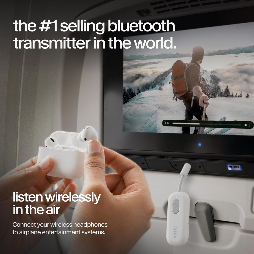 Twelve South AirFly SE, Bluetooth Wireless Audio Transmitter Adapter, White | Bluetooth Adapter for AirPods/Headphones, 20+ Hr Battery, Works with 3.5mm aux Jacks on Airplanes, TVs, Gym Equipment, Travel