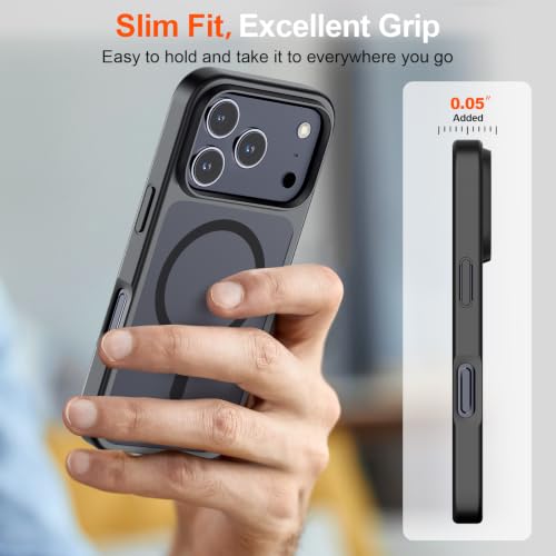SUPFINE Magnetic for iPhone 18 Pro Max Case/17 Pro Max Case Black | With Screen Protector, Translucent Matte, Compatible with MagSafe, Military Grade Drop Proof, Rugged Shockproof Protective