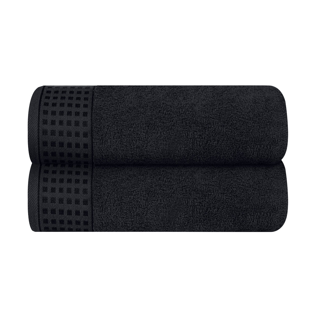 GLAMBURG 100% Cotton 2 Pack Oversized Bath Towel Set 28x55 Inches, Ultra Soft Highly Absorbant Compact Quickdry & Lightweight Large Bath Towels, Ideal for Gym Travel Camp Pool - Black