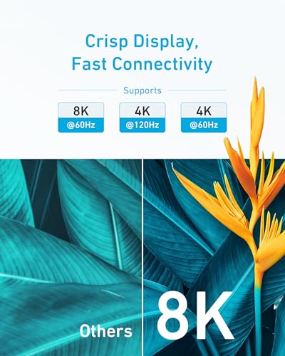 Anker HDMI 2.1 Cable,4K@240Hz HDMI Cord, 48Gbps Certified Ultra High-Speed | 8k HDMI to HDMI Cable, HDCP 2.2&2.3, eARC HDR 10 Dolby Compatible with ps5/Xbox/apple TV/Switch/Mac mini and More, 6FT