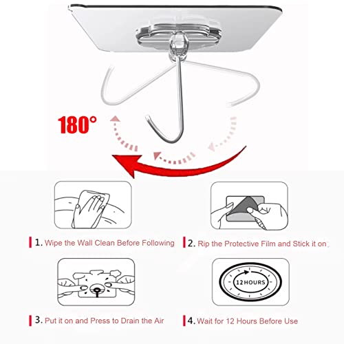 DDMY Adhesive Wall Hooks Clear 50lb(Max) Heavy Duty Hanging Sticky-10 Pack | Heavy Duty Hooks for Walls Hanging 50 lbs No Damage, Waterproof Sticky Transparent Ceiling Hook for Towel/Kitchen/Outdoor