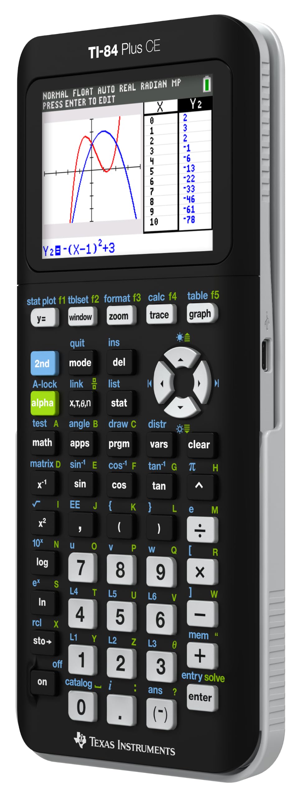 Texas Instruments TI-84 Plus CE Color Graphing Calculator, Black | Computer version included, USB charging, Full color, Faster than TI-84 Plus
