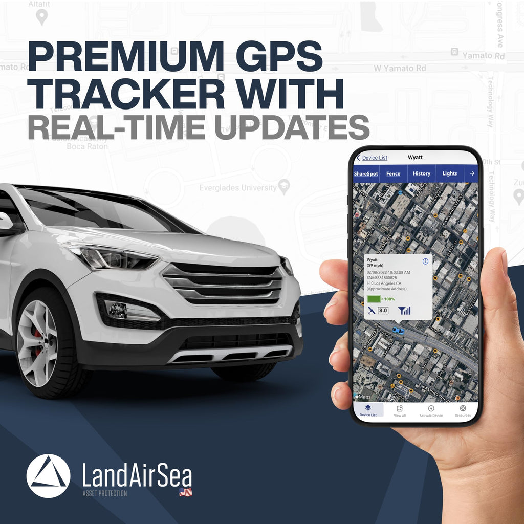 LandAirSea 54 GPS Tracker - Made in the USA from Domestic & Imported Parts. Long Battery, Magnetic, Waterproof, Global Tracking. Subscription Required