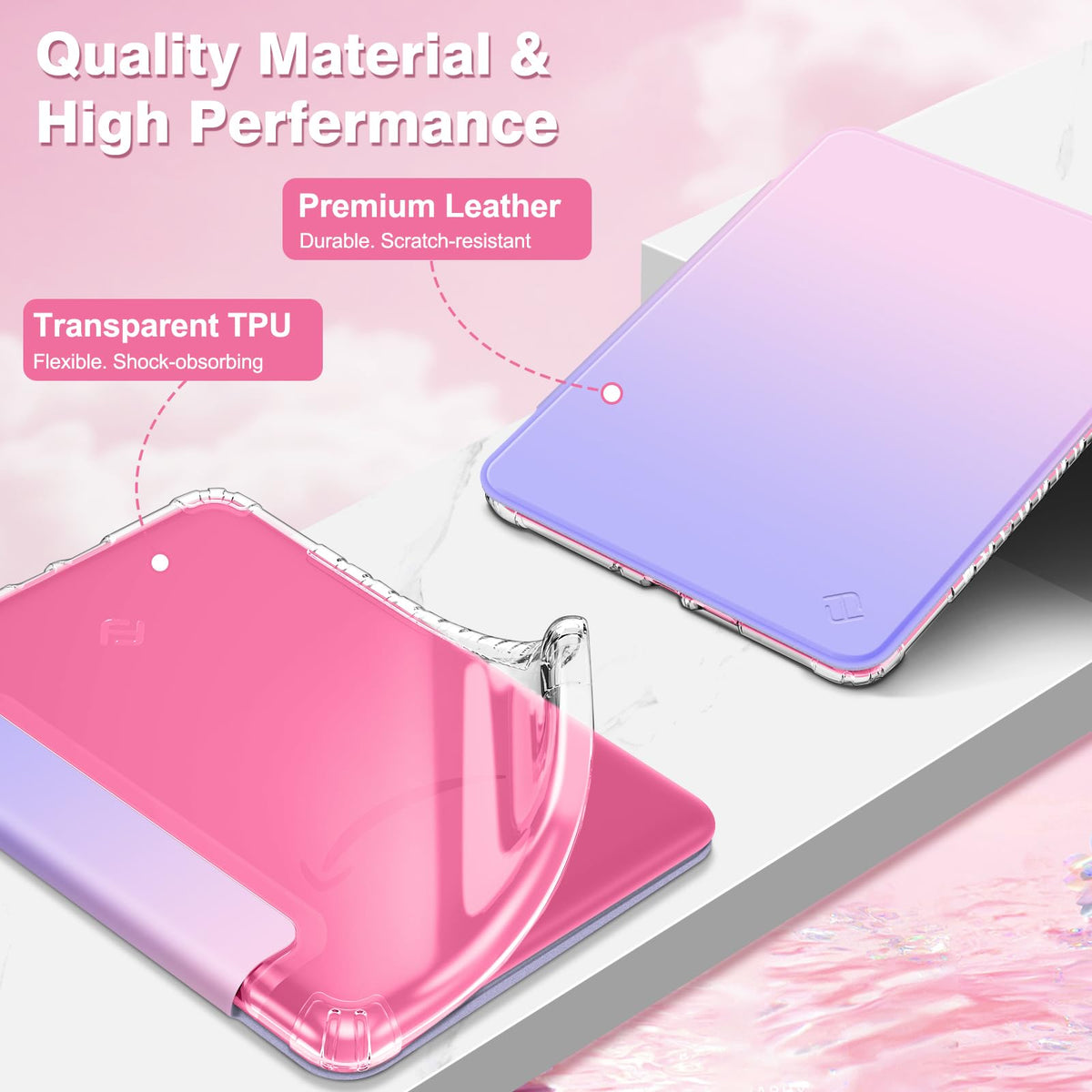 Fintie Clear Case for 7" Kindle Paperwhite 12th Gen 2024 & Kindle Colorsoft | Soft Light TPU Cover, Transparent Back, Scratch-Proof, Auto Wake/Sleep, for Paperwhite 2024 12th Generation, Fantasy Ombre