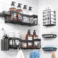 NESOMI 7-Pack Shower Caddy Adhesive,Stainless Steel Shower Organizer Shelf | Rustproof, with Soap Dish Toothbrush Holder, Large Capacity, No-Drill Rack Bathroom Storage Accessories, 24 Hooks, Home Decor