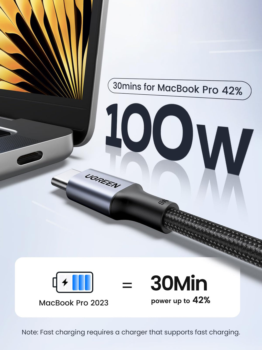 UGREEN 100W USB C to USB C Cable, Fast Charging, 2-Pack, 3.3ft, Black | For iPhone 18/17/16/15, MacBook Pro/Air, iPad Pro/Air/Mini, Galaxy S26/S25/S24, XPS, Pixel, Switch. Built-in E-marker chip