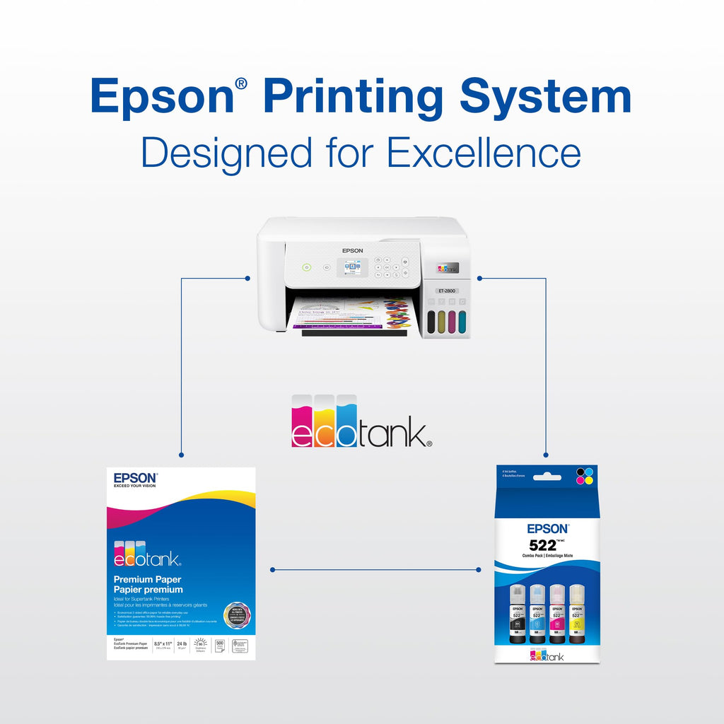 EPSON 522 EcoTank Ink Ultra-high Capacity Bottle Black (T522120-S) Works with ET-2720, 2800, 2803, 2840, 4700, 4800, 4810
