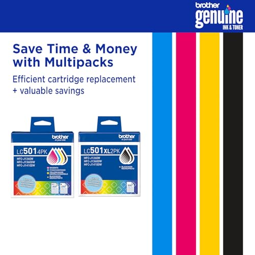Brother Genuine LC5014PK 4-Pack (1 Each of) Standard Yield Black, Cyan, Magenta, and Yellow Ink Cartridges