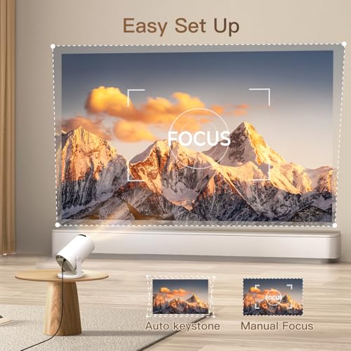 [Built-in Apps & 2026 Upgraded] Mini Projector with Wi-Fi 6 & Bluetooth 5.4, 1080P 4K Support Full HD, Auto Keystone 360° Portable Home Cinema Smart Projector for iOS/Android X1