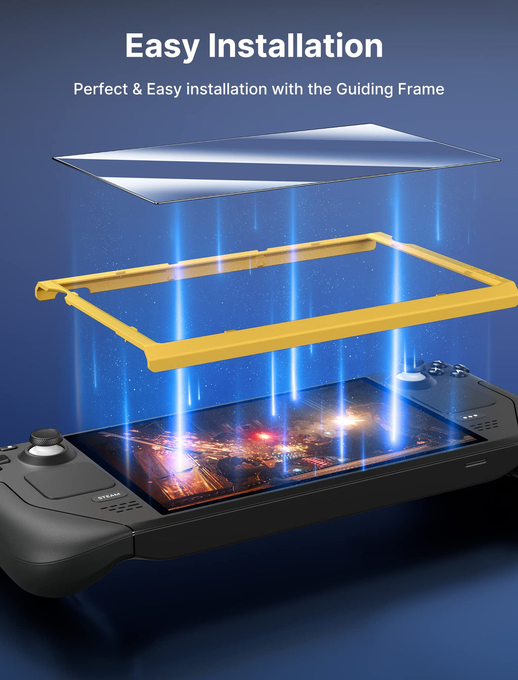 JSAUX 2-Pack Ultra HD Screen Protector for Steam Deck OLED/LCD | with Guide Frame, Easy to Install, 99.99% Clarity, Full-Screen Coverage, 9H Glass, Anti-Fingerprint, Scratch Resistant