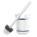 MR.SIGA Toilet Bowl Brush and Holder, Sturdy Long Handle, White, 1 Pack | Automatic lid design, upgraded ventilation, replaceable toilet brush head dries quickly
