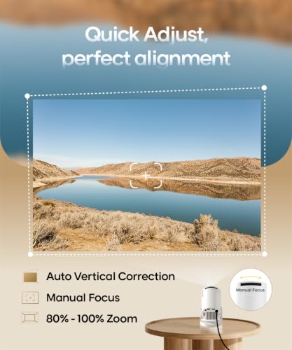 Mini Projector with Wifi and Bluetooth, Portable 4K Support, Android 14/ Auto Keystone, HY300Pro Small Smart Proyector for Bedroom Movie Outdoor, Compatible With HDMI/USB/TV Stick/Smartphone/Laptop